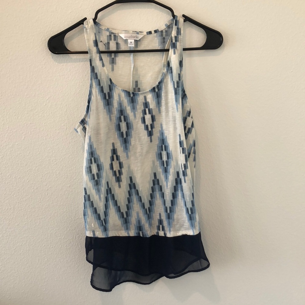 Blue patterned tank top